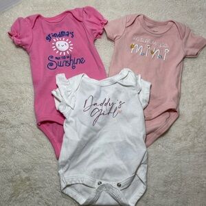 Baby Essentials Pink and White Bodysuit Trio